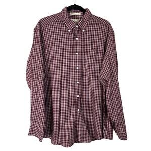 L.L. Bean Wrinkle Resistant Shirt Men's L Reg Red Plaid Check Classic Casual